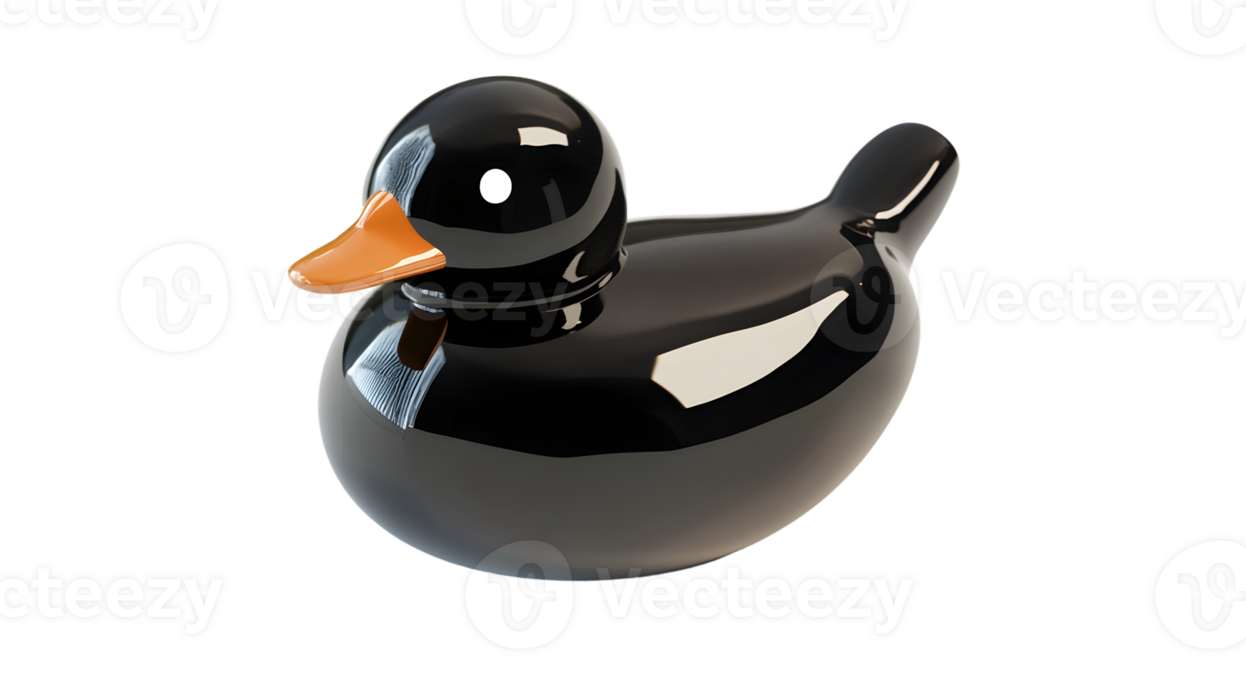 Shiny Black Rubber Duck with Orange Beak A Modern and Minimalist Design for Various Applicatio png