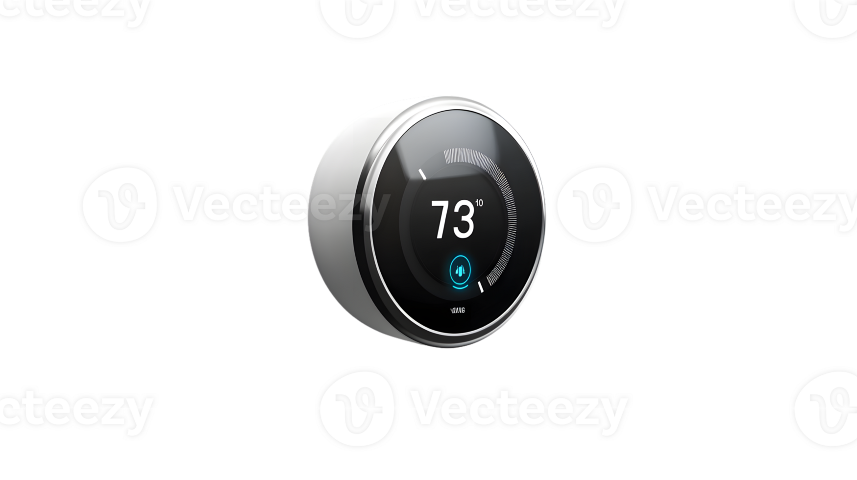 Smart Thermostat Displaying Temperature on a Black Background png