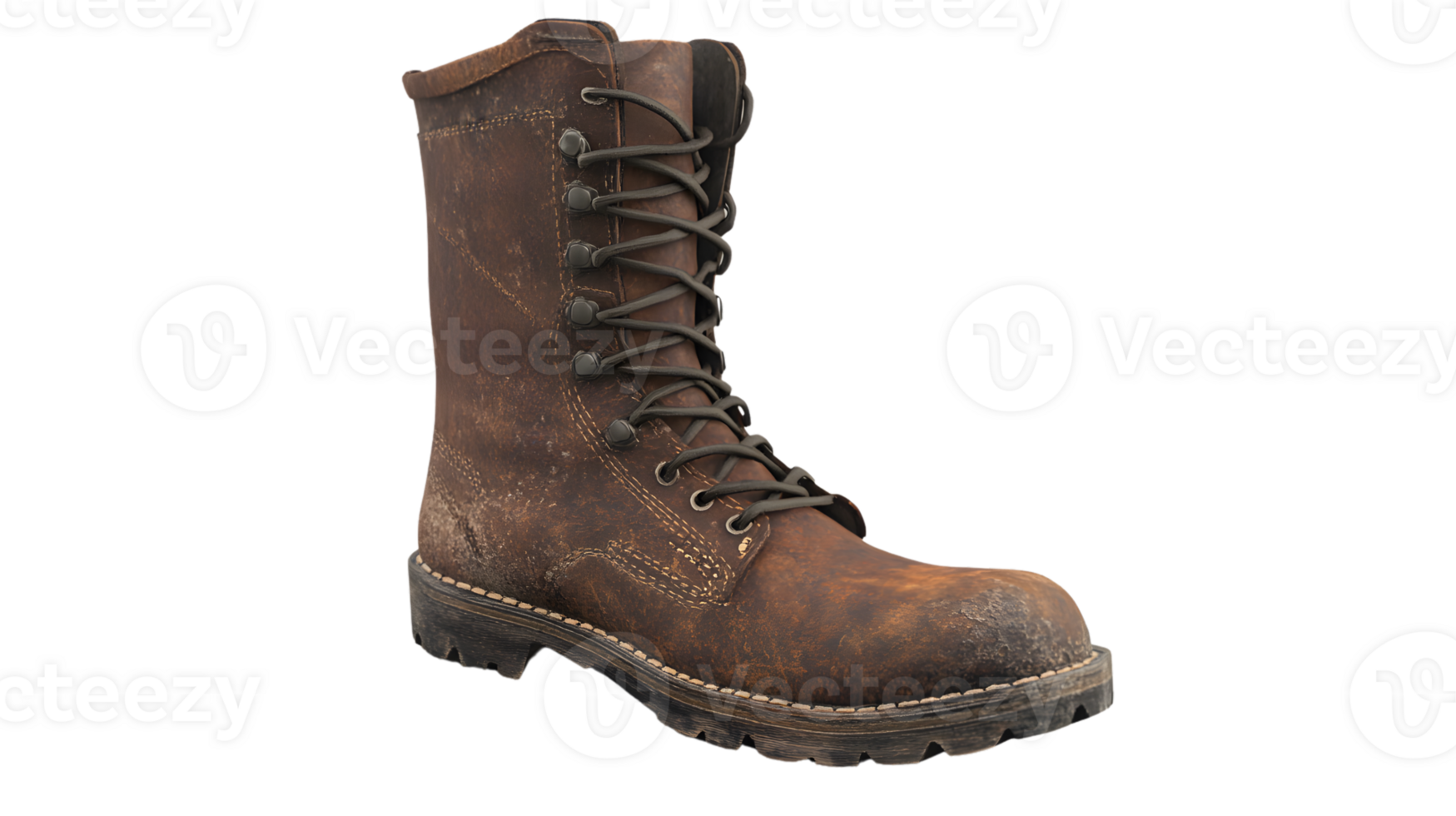 Sturdy Brown Leather Work Boot with Black Laces and Durable Sole Ideal for Industrial or Outdo png