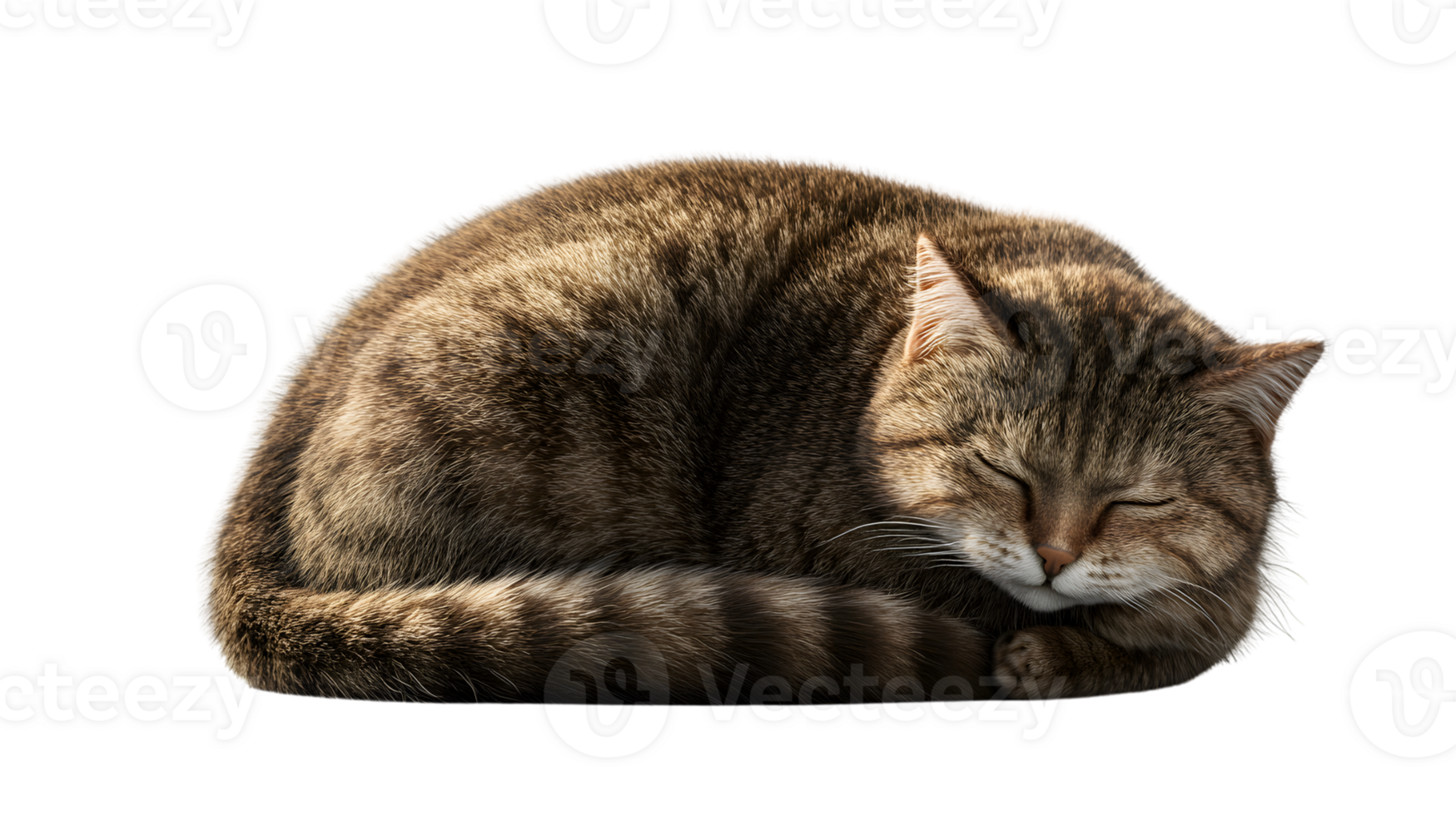 Sleeping tabby cat curled u p png