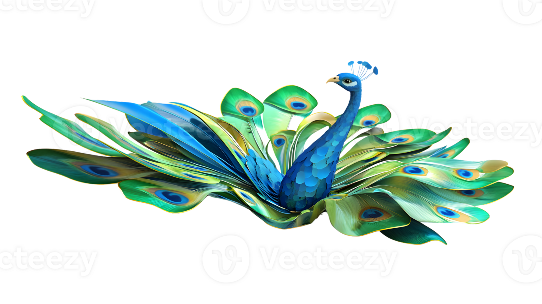 Vibrant Peacock Displaying Its Stunning Tail Feathers in a Majestic Pose png