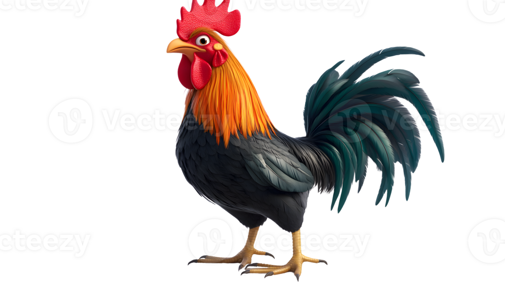 Vibrant Rooster with Detailed Feathers and Expressive Features for Farm Nature and Animal The png