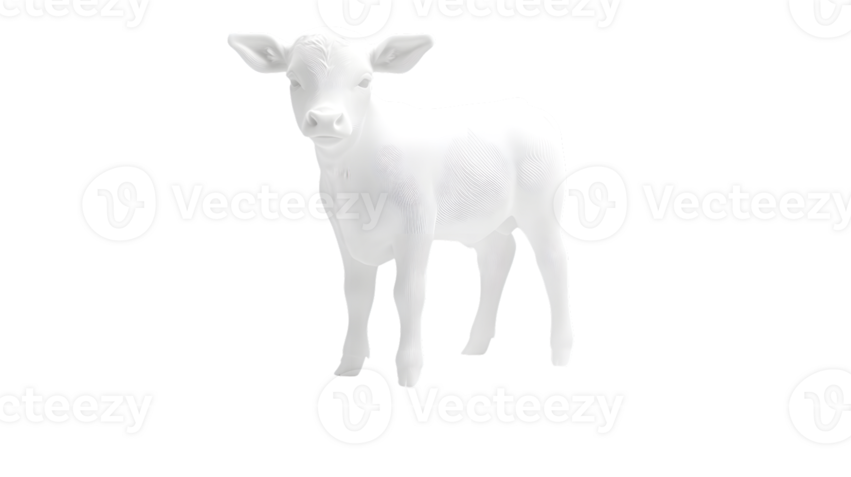 White Calf Animal Studio Shot Isolated on Black Background png