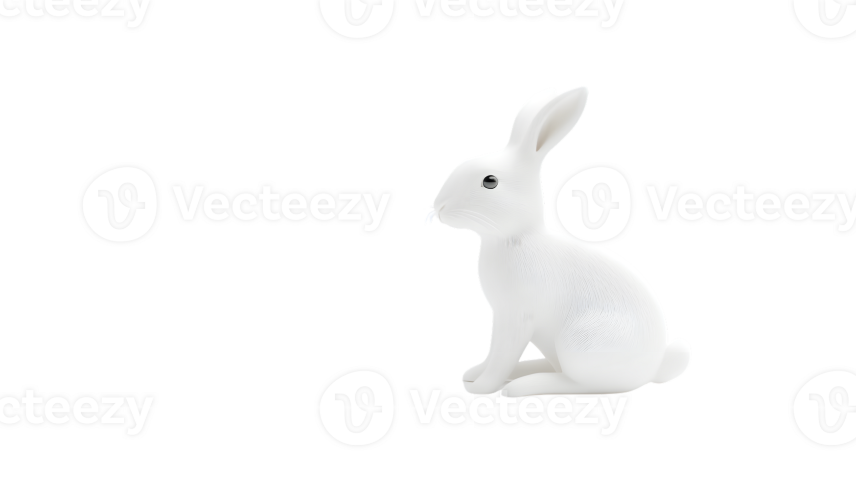 White Rabbit Sculpture on Black Background Minimalist Art for Design and Decor png