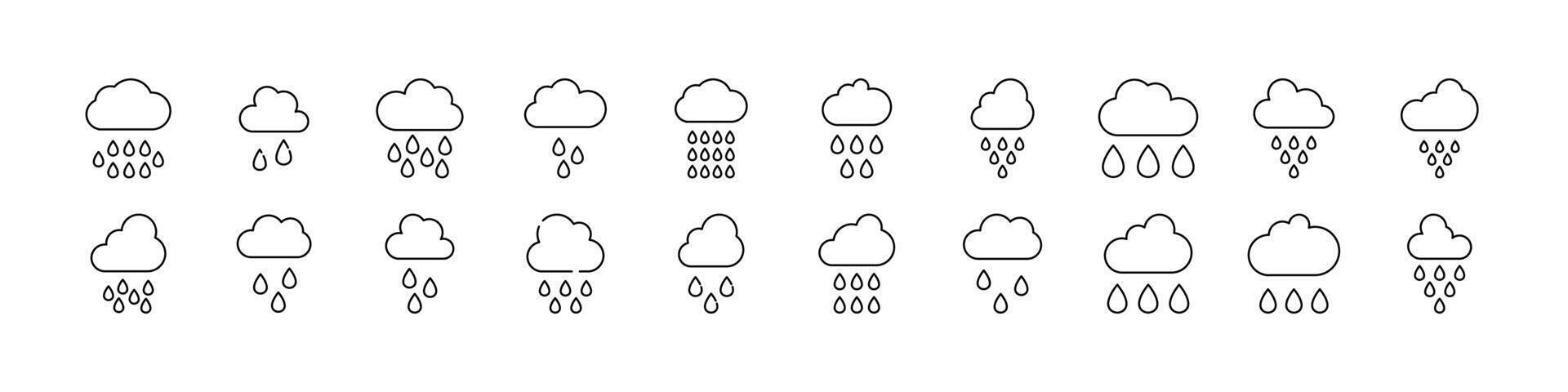 Set of Weather Related Line Icons. Rain Outline Signs for Graphic and Web Design, Apps, Adverts, Various Cards vector