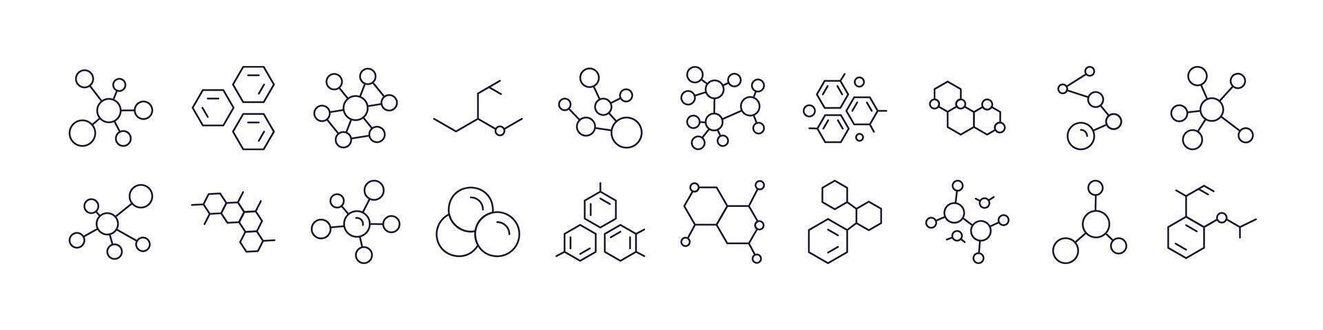 Atom Icon Set for UI, Placards, Books, Apps. Editable Stroke. Perfect for Web Sites, Books, Cards, Apps vector