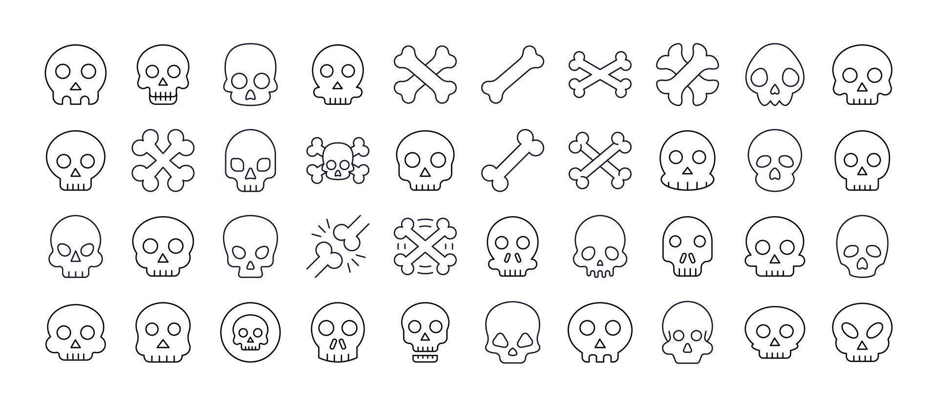 Skull Modern Outline Style Icons for Design, Cards, Apps, Social Networks vector