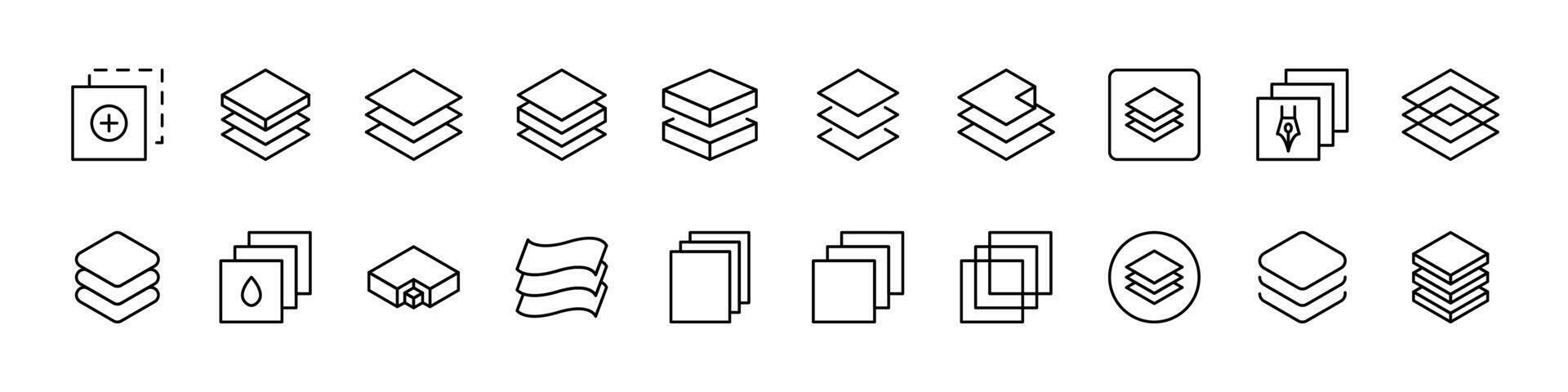 Collection of Line Icons of Folder. Minimalistic Linear Pictogram for Web and Graphic Design, Apps, Banners, Social Network and Cards vector