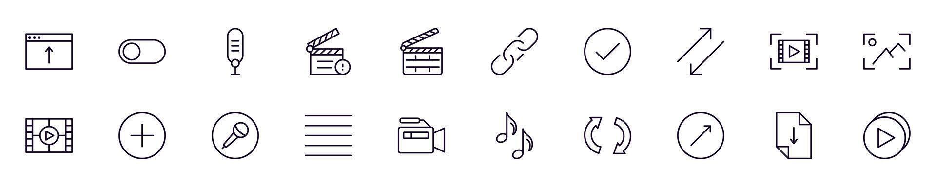 Simple outline signs of essential signs for interface. Line icons suitable for web sites, apps, infographics vector