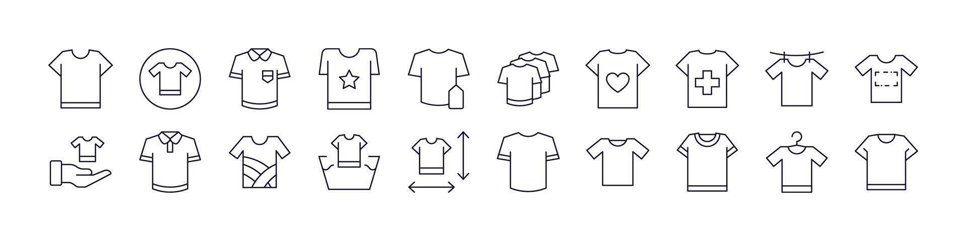 T Shirts Icon Set for UI, Placards, Books, Apps. Editable Stroke. Perfect for Web Sites, Books, Cards, Apps vector