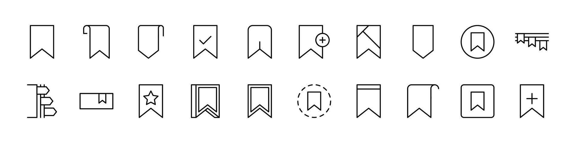 Reading Icon Pack. Contains Icons of Bookmark for Graphics, Concept, Apps vector