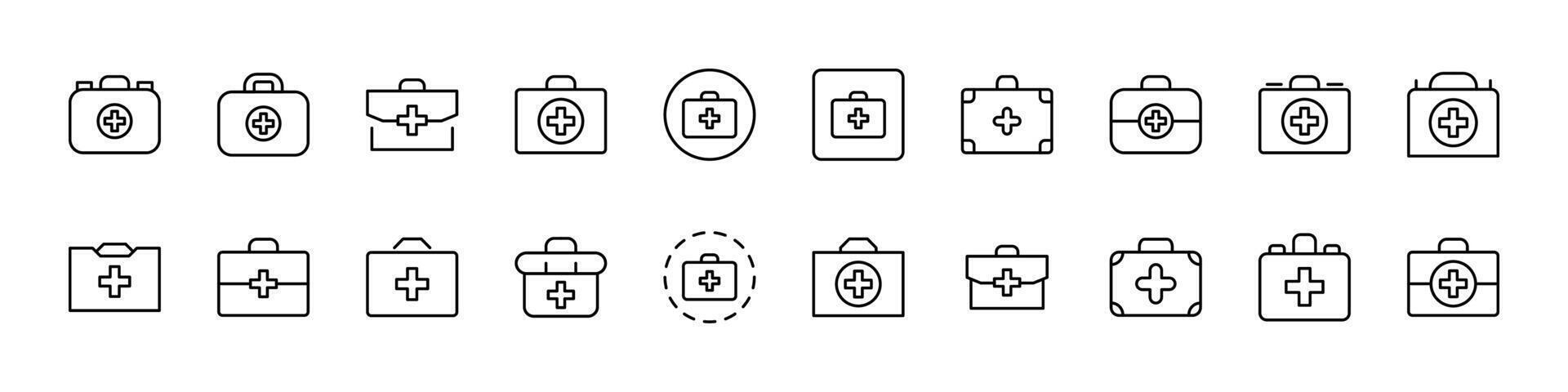 Medical Suitcase Pack of Thin Icons. Editable Stroke. Perfect for Web Sites, Books, Cards, Apps vector