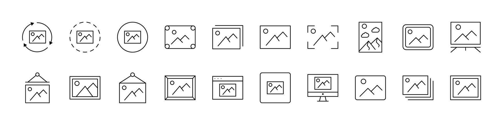 Picture Line Icon Pack. Outline Signs for Graphic and Web Design, Apps, Adverts, Various Cards vector