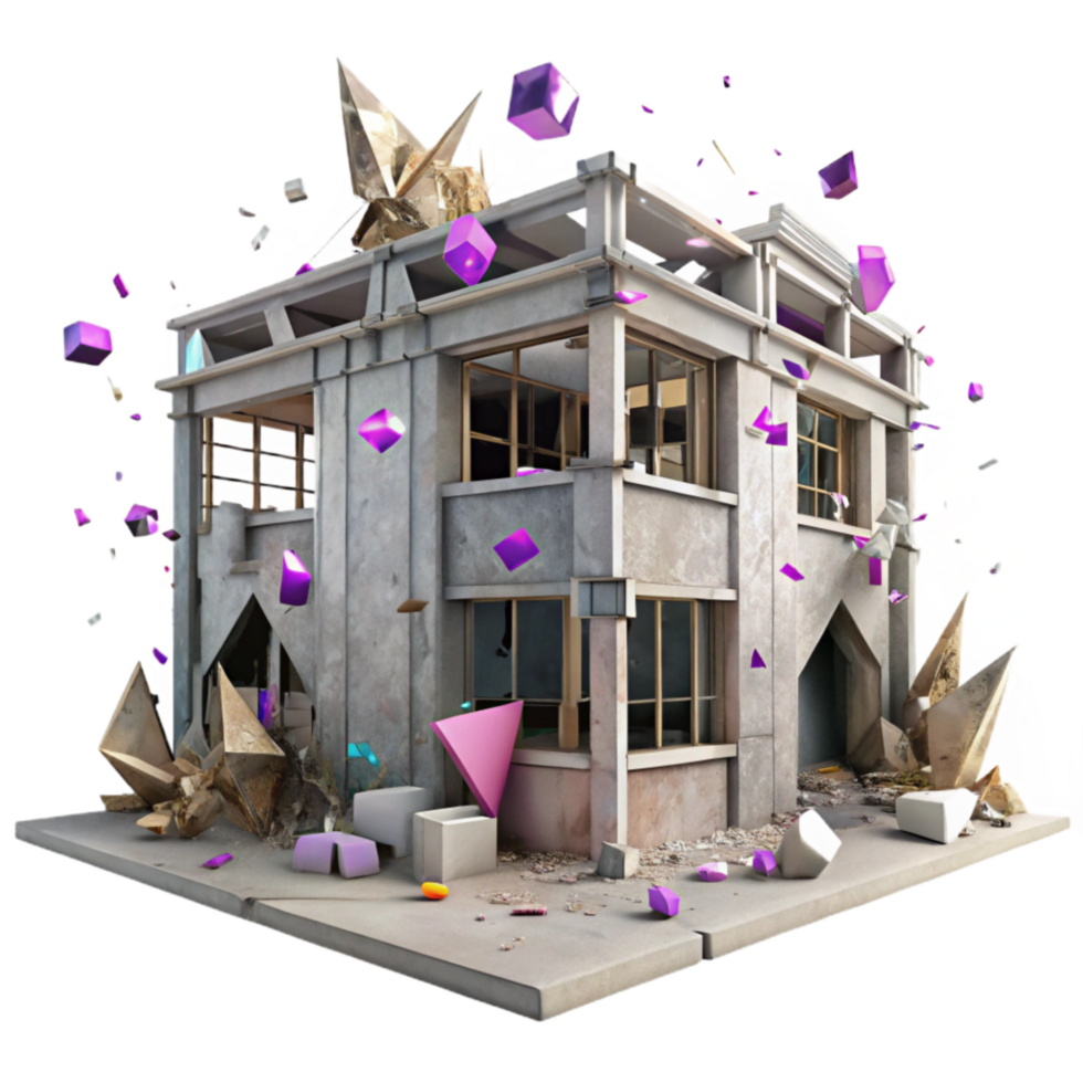 beautiful rustic Abandoned Building Cutout with Broken Windows genuine png