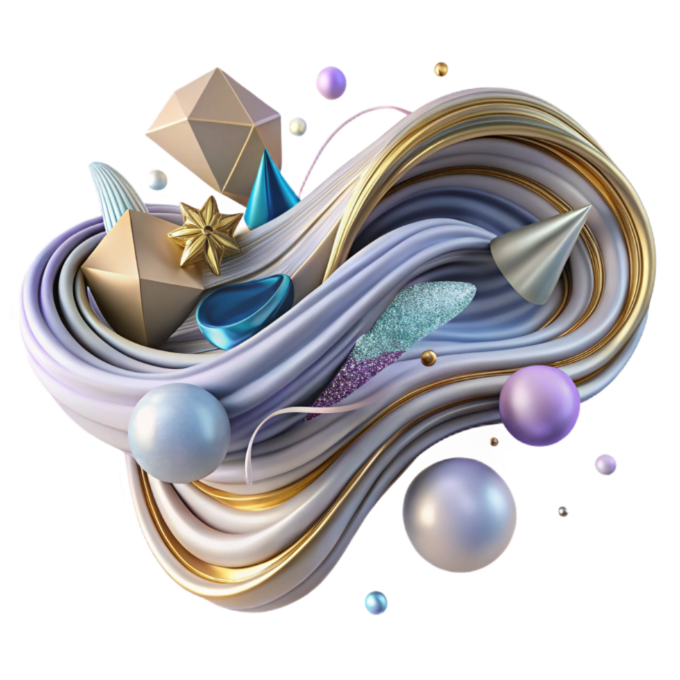 extraordinary creative Abstract Flowing Lines Isolated on Transparent Background high quality png