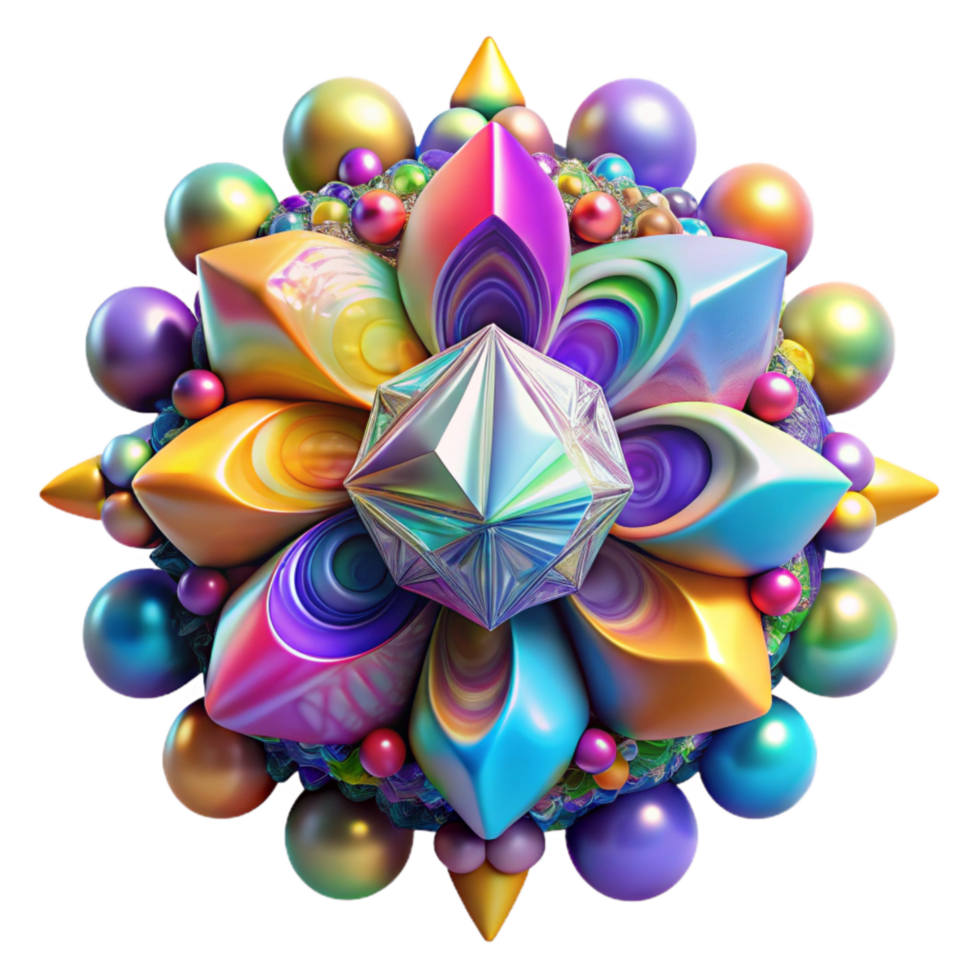 beautiful contemporary Abstract Fractal Pattern in Bright Colors Isolated Element premium png