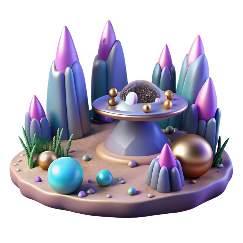 serene artistic Alien Landscape Isolated on Transparent Background original png