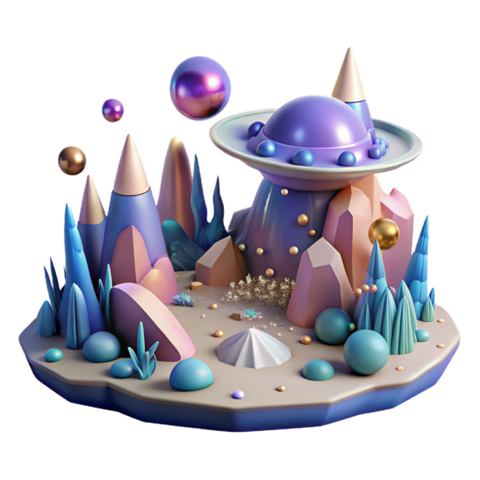 wonderful rustic Alien Landscape Isolated on Transparent Background genuine png