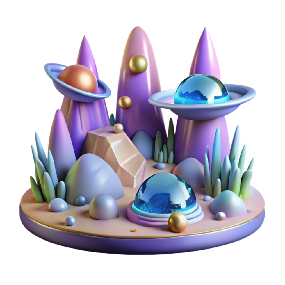 stunning artistic Alien Landscape Isolated on Transparent Background high quality png