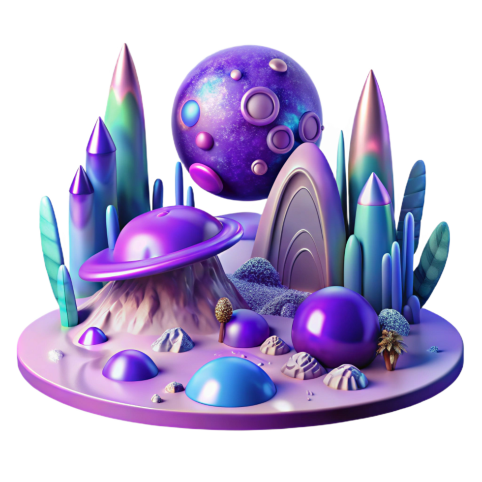 extraordinary abstract Alien Landscape with Purple Sky Transparent Background png