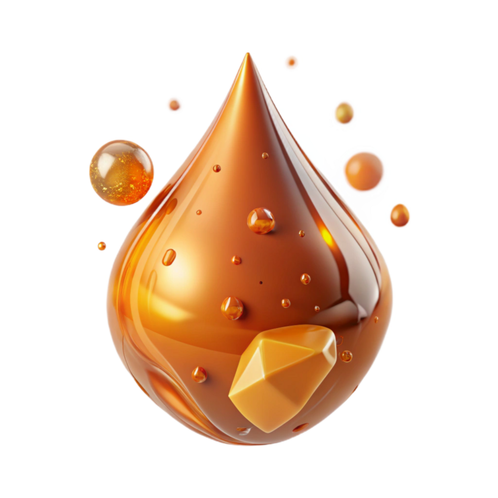 vibrant contemporary Amber Orange Drop Transparent Background high quality png