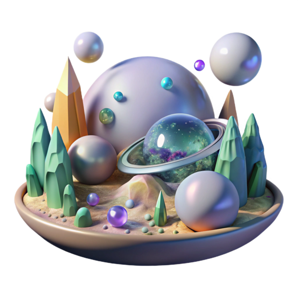 vibrant vintage Alien Planet Transparent Background with Strange Landscape genuine png