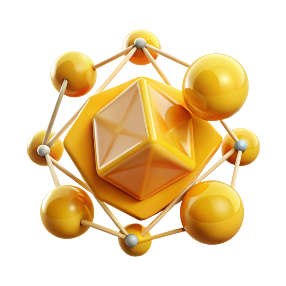 elegant classic Amber Yellow Network Diagram Cutout premium png