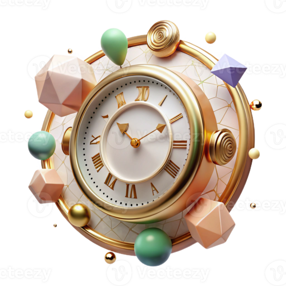 elegant creative Antique Clock Face Isolated with Roman Numerals high resolution png