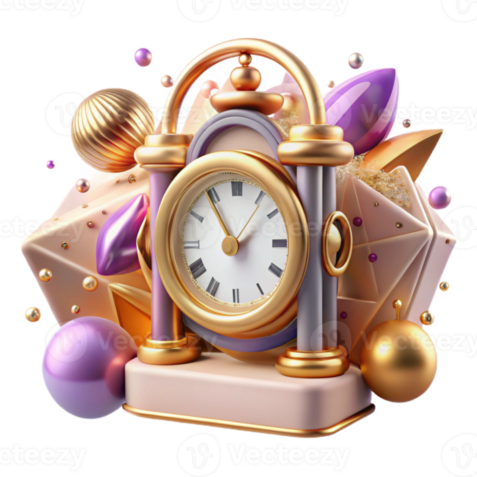 beautiful vintage Antique Clock Transparent Background with Roman Numerals premium png