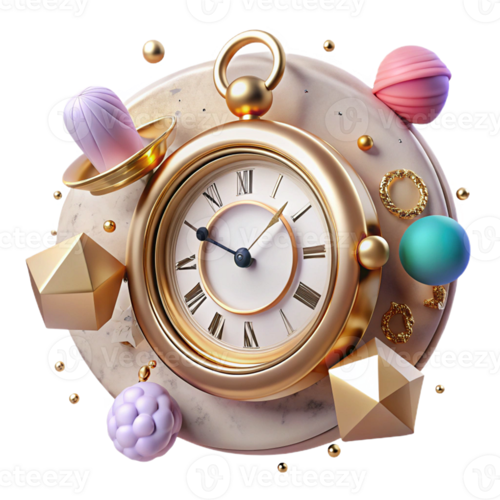 dramatic rustic Antique Clock Transparent Background with Roman Numerals high quality png