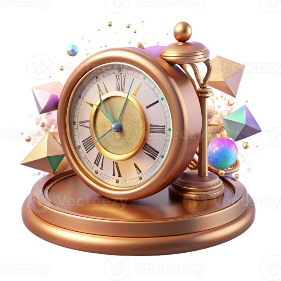 wonderful creative Antique Desk Clock with Roman Numerals Transparent Background high resolution png