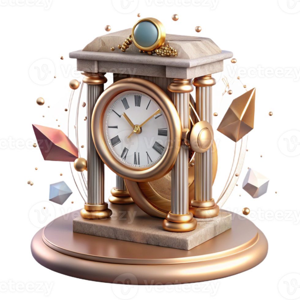 extraordinary contemporary Antique Desk Clock with Roman Numerals Transparent Background original png