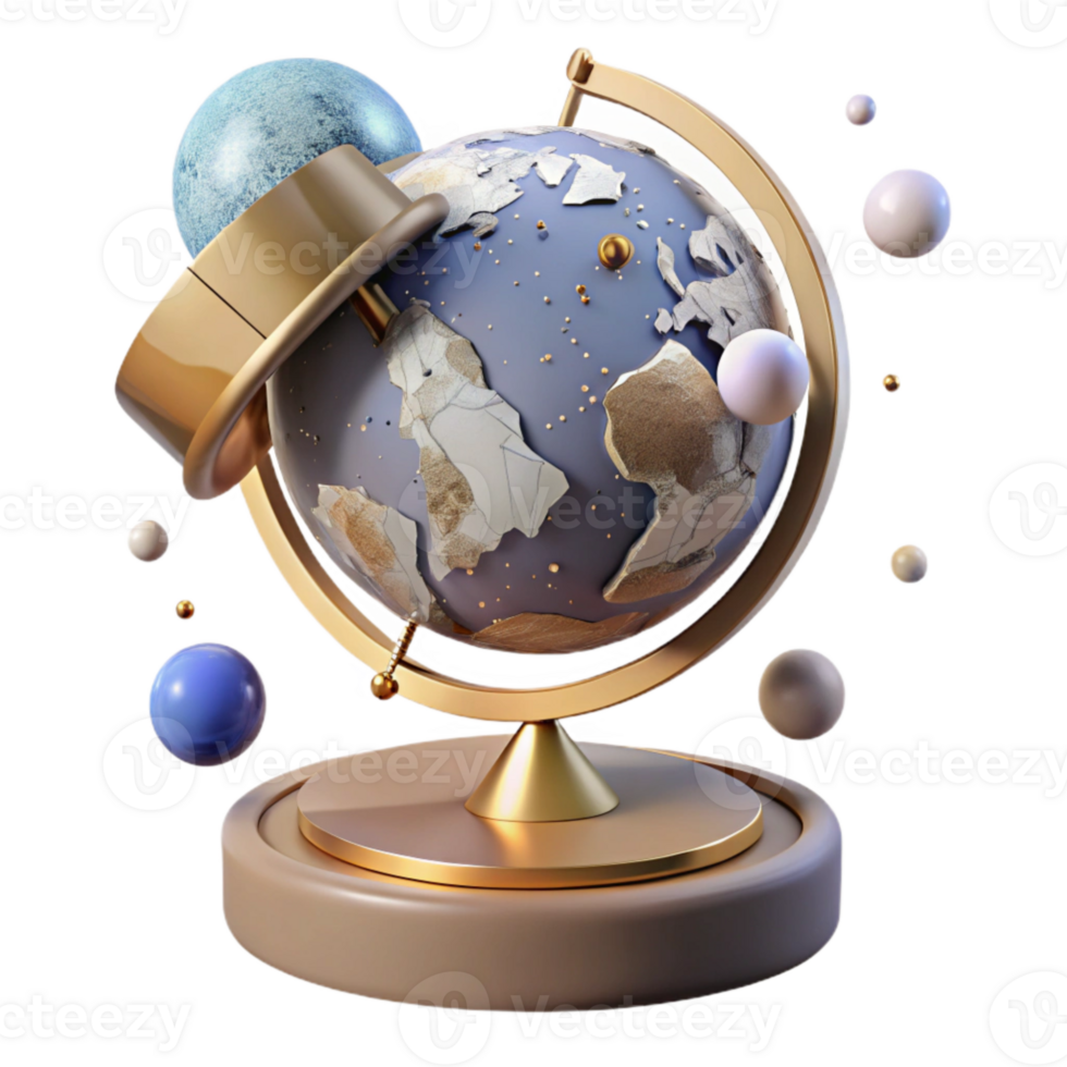 magnificent modern Antique Globe with Stand Isolated Element professional png