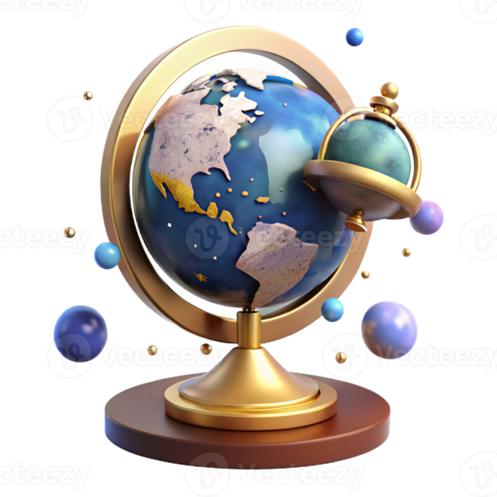 wonderful modern Antique Globe with Stand Isolated Element premium png
