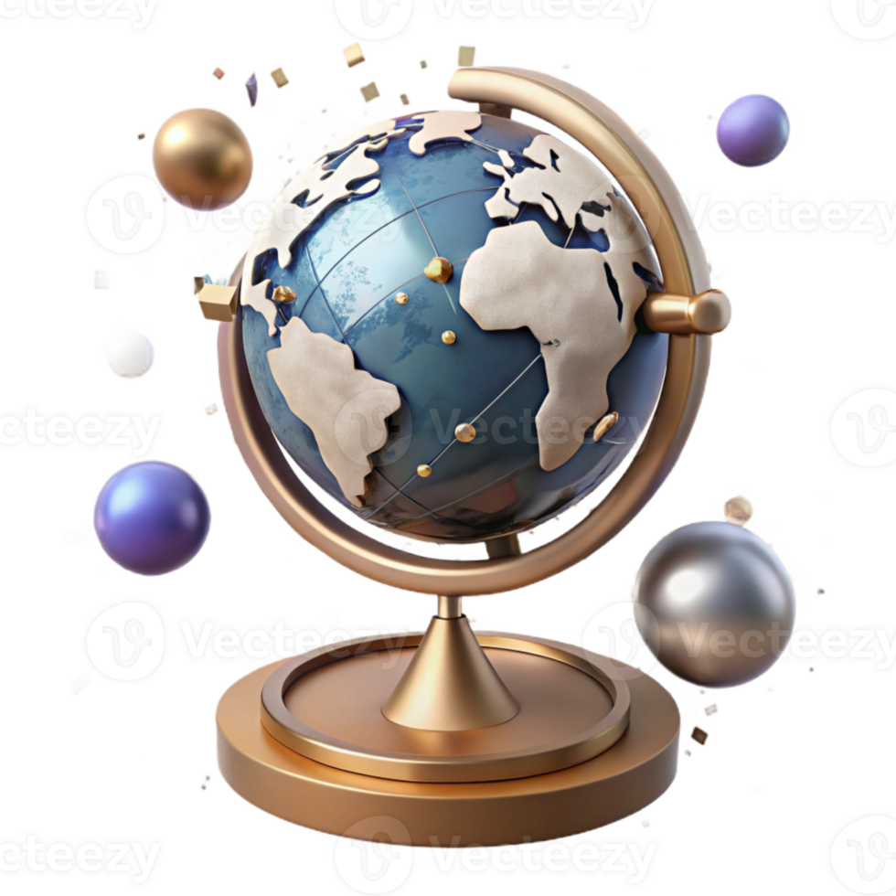 wonderful traditional Antique Globe with Stand Isolated Element premium png
