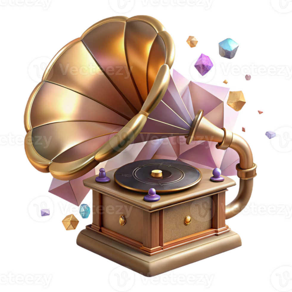 wonderful traditional Antique Gramophone Side View Cutout Transparent Background professional png