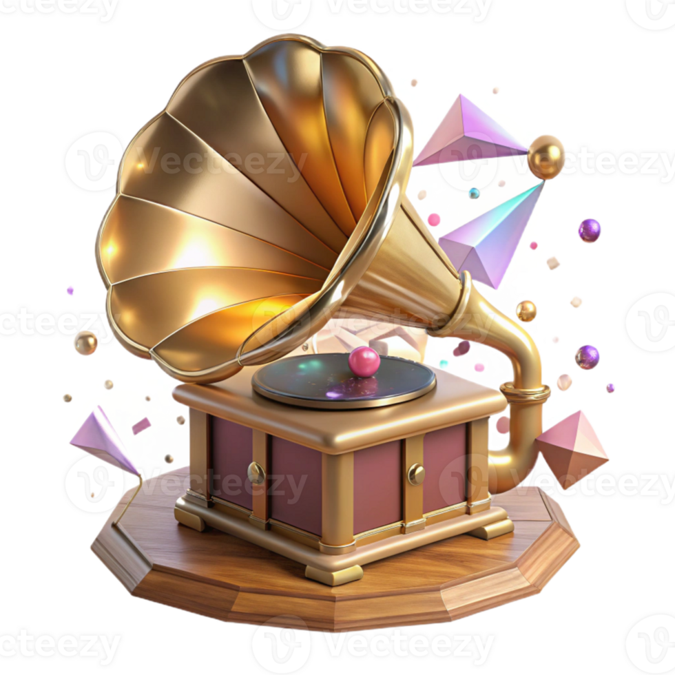 extraordinary minimalist Antique Gramophone Side View Cutout Transparent Background genuine png