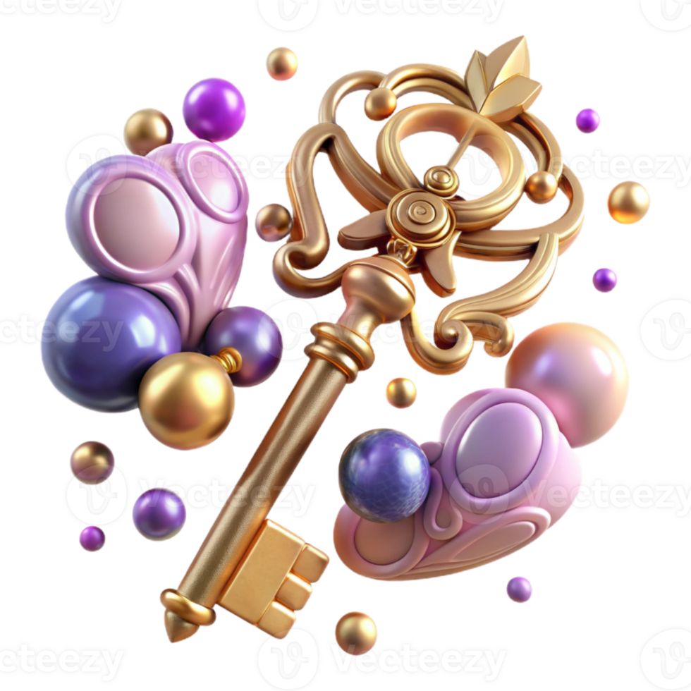magnificent rustic Antique Key Isolated with Ornate Design authentic png
