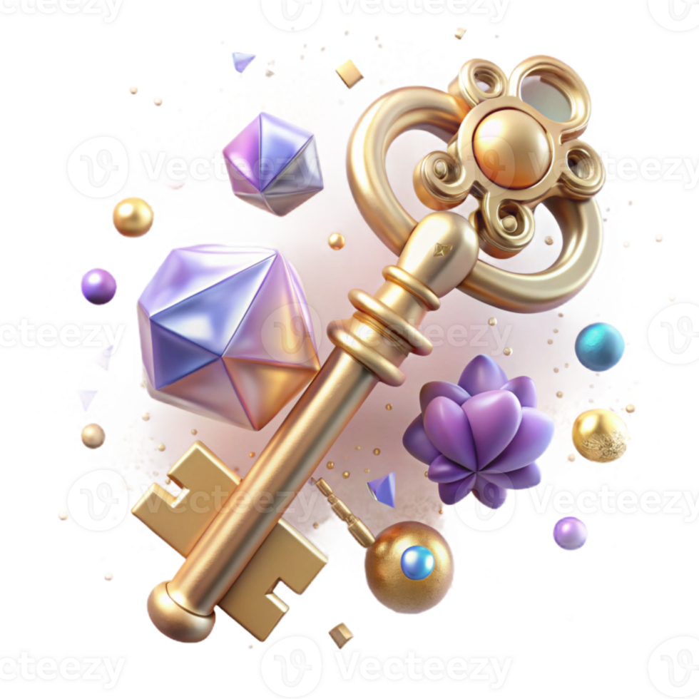 impressive abstract Antique Key with Intricate Design Transparent Background png