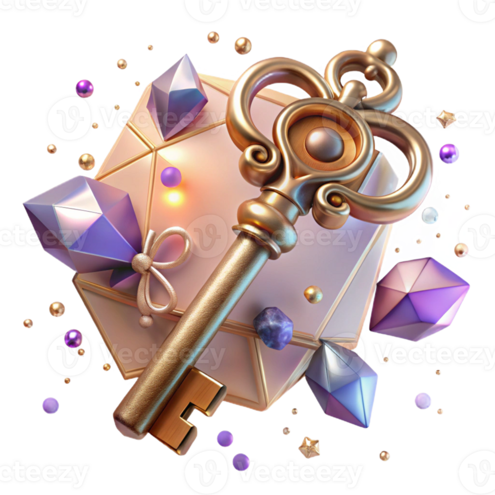 dramatic creative Antique Key with Intricate Design Transparent Background exclusive png