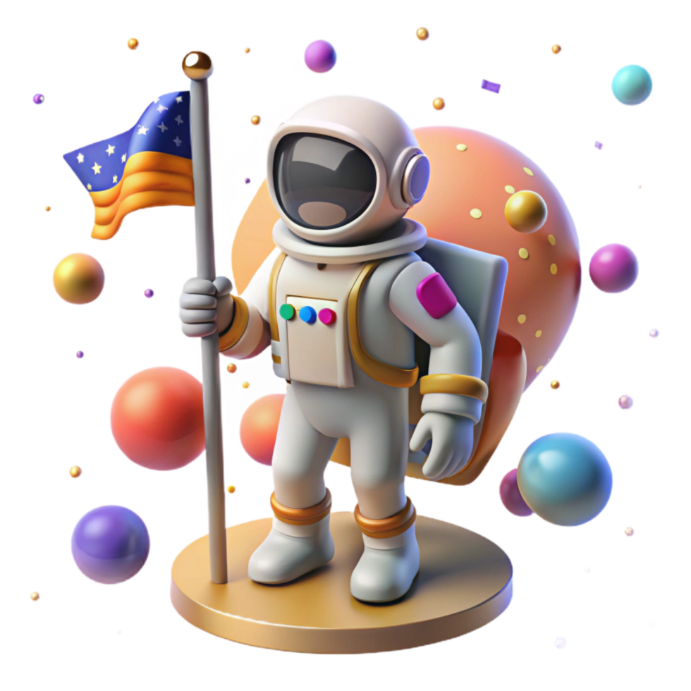 extraordinary artistic Astronaut Flag Planting Cutout with National Emblem authentic png