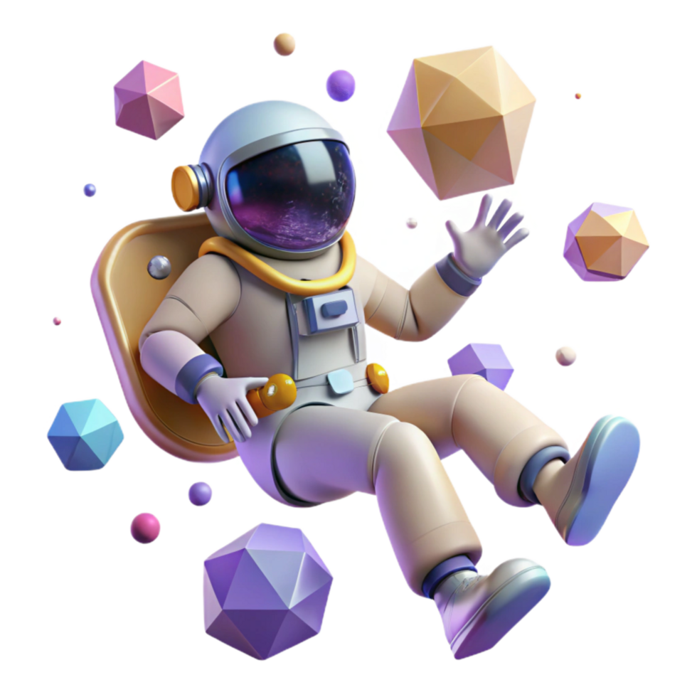 vibrant artistic Astronaut Floating in Zero Gravity with Weightless Pose detailed png