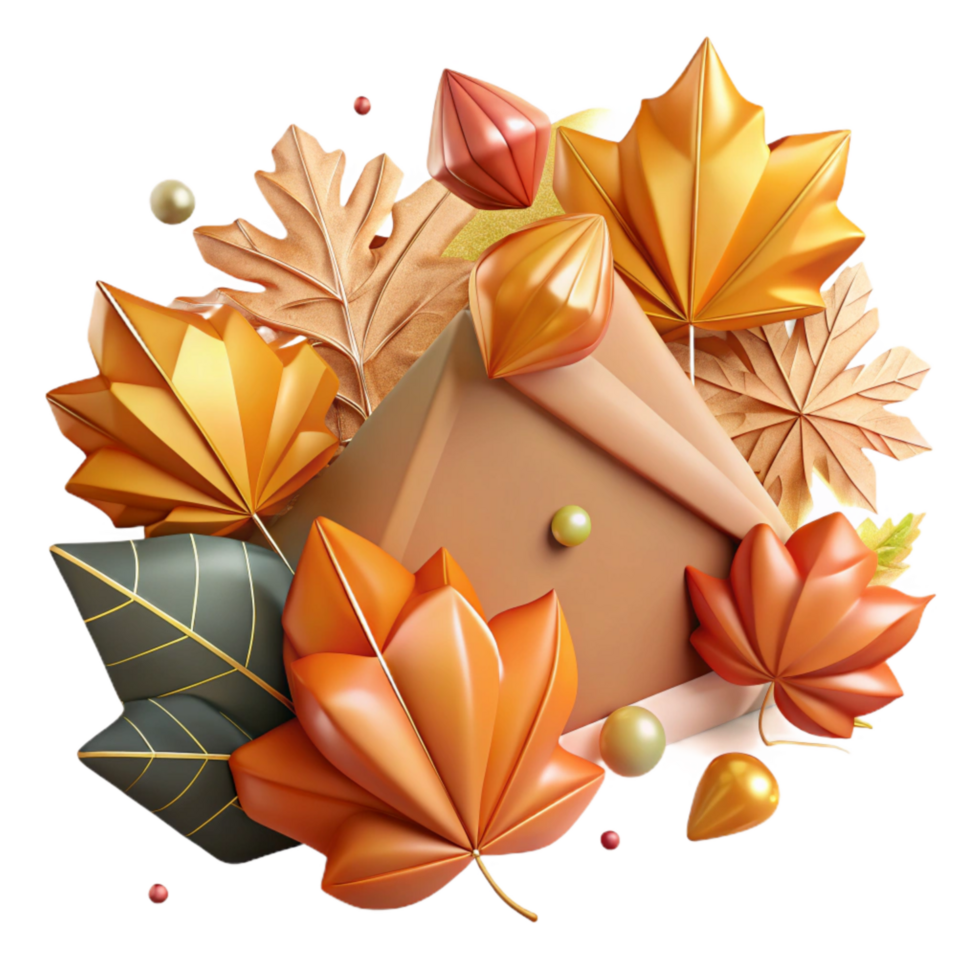 beautiful minimalist Autumn Leaves Border Corner Cutout original png