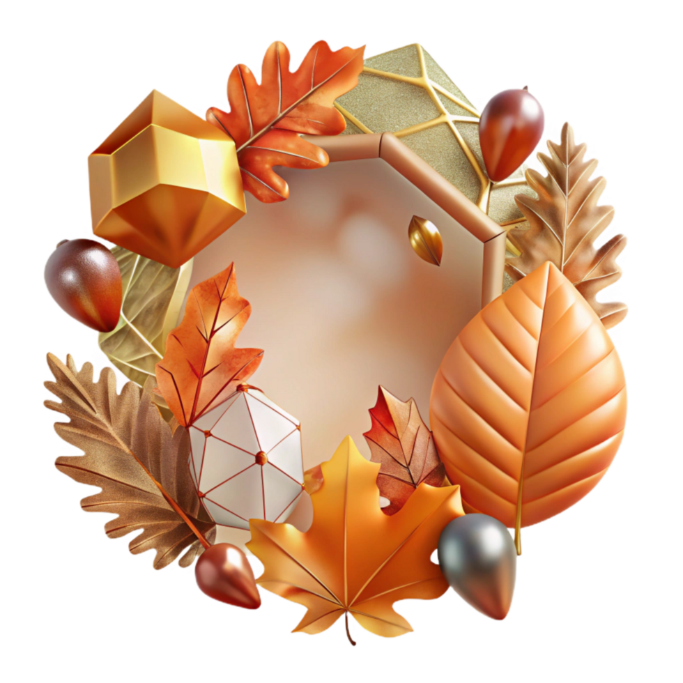 dramatic contemporary Autumn Leaves Border Frame Transparent Background premium png