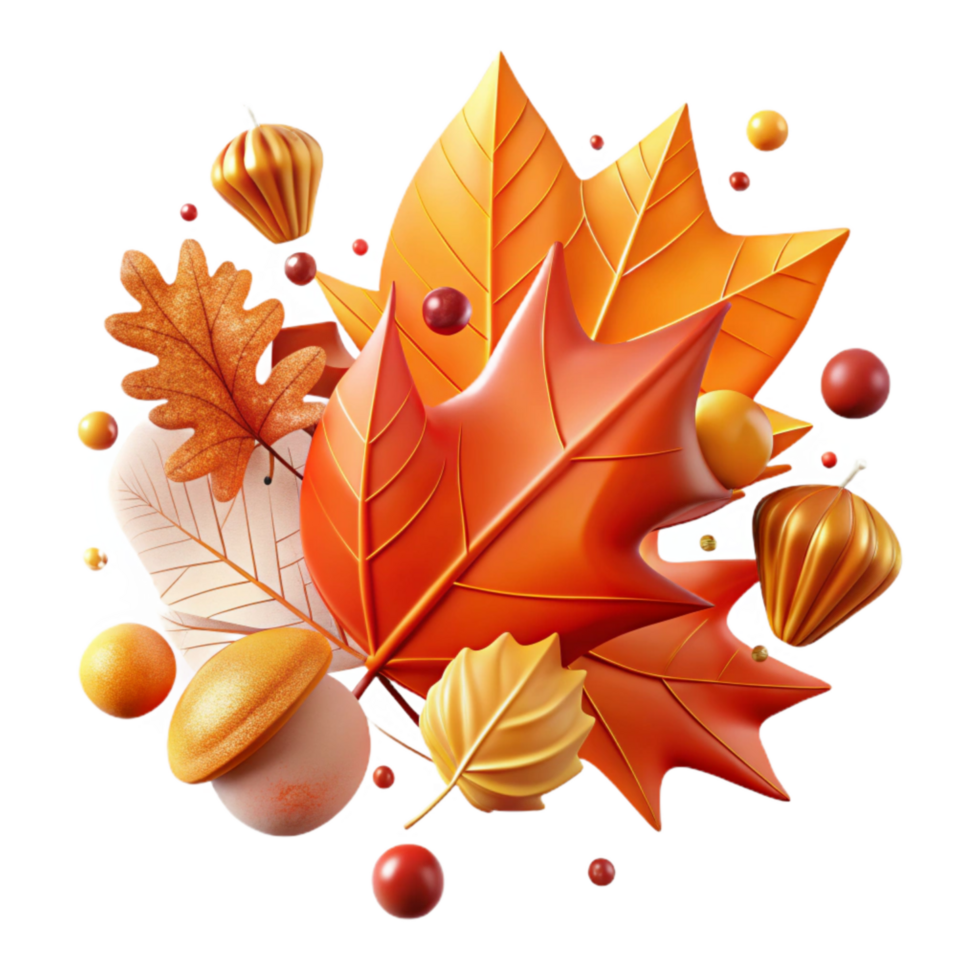 serene traditional Autumn Leaves Falling Cutout with Orange and Red Hues detailed png