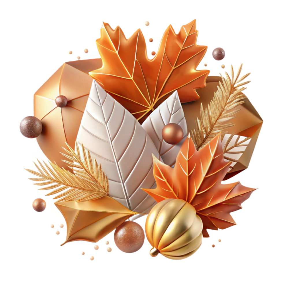 elegant traditional Autumn Leaves Border Design Cutout Isolated high quality png