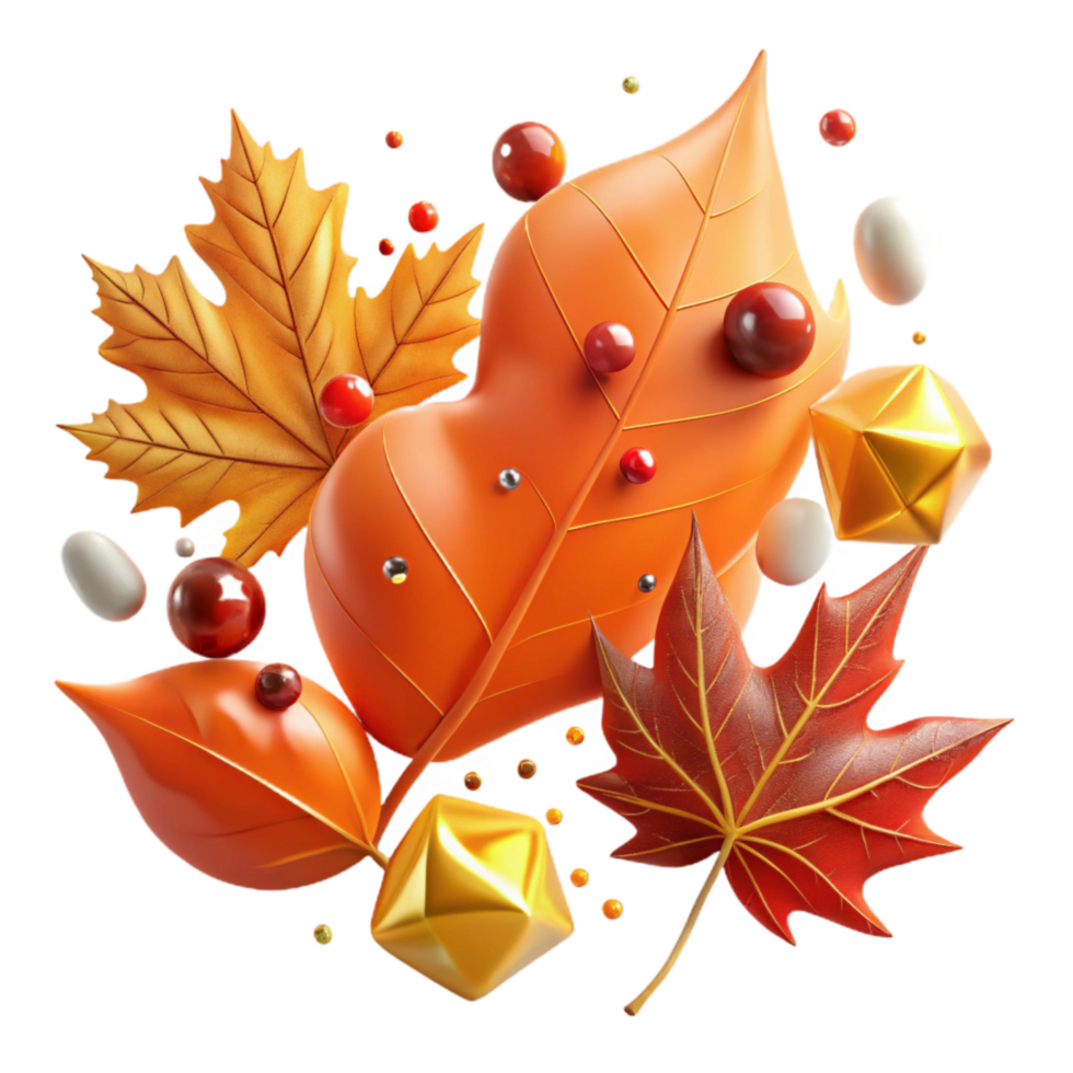 beautiful abstract Autumn Leaves Falling Cutout with Orange and Red Hues detailed png