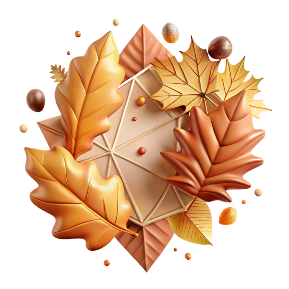 vibrant modern Autumn Leaves Frame Design Cutout Isolated png