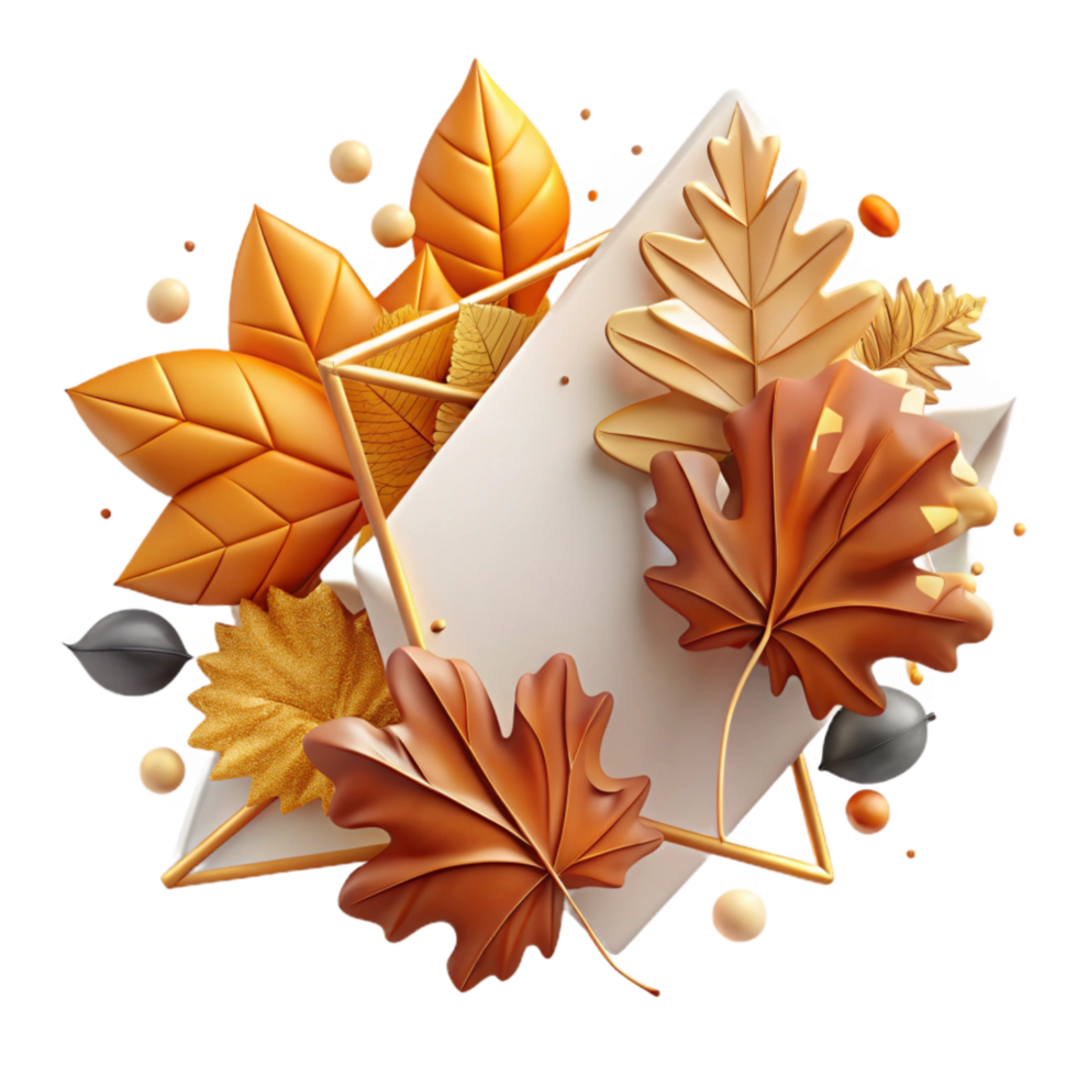 serene rustic Autumn Leaves Frame Design Cutout Isolated professional png