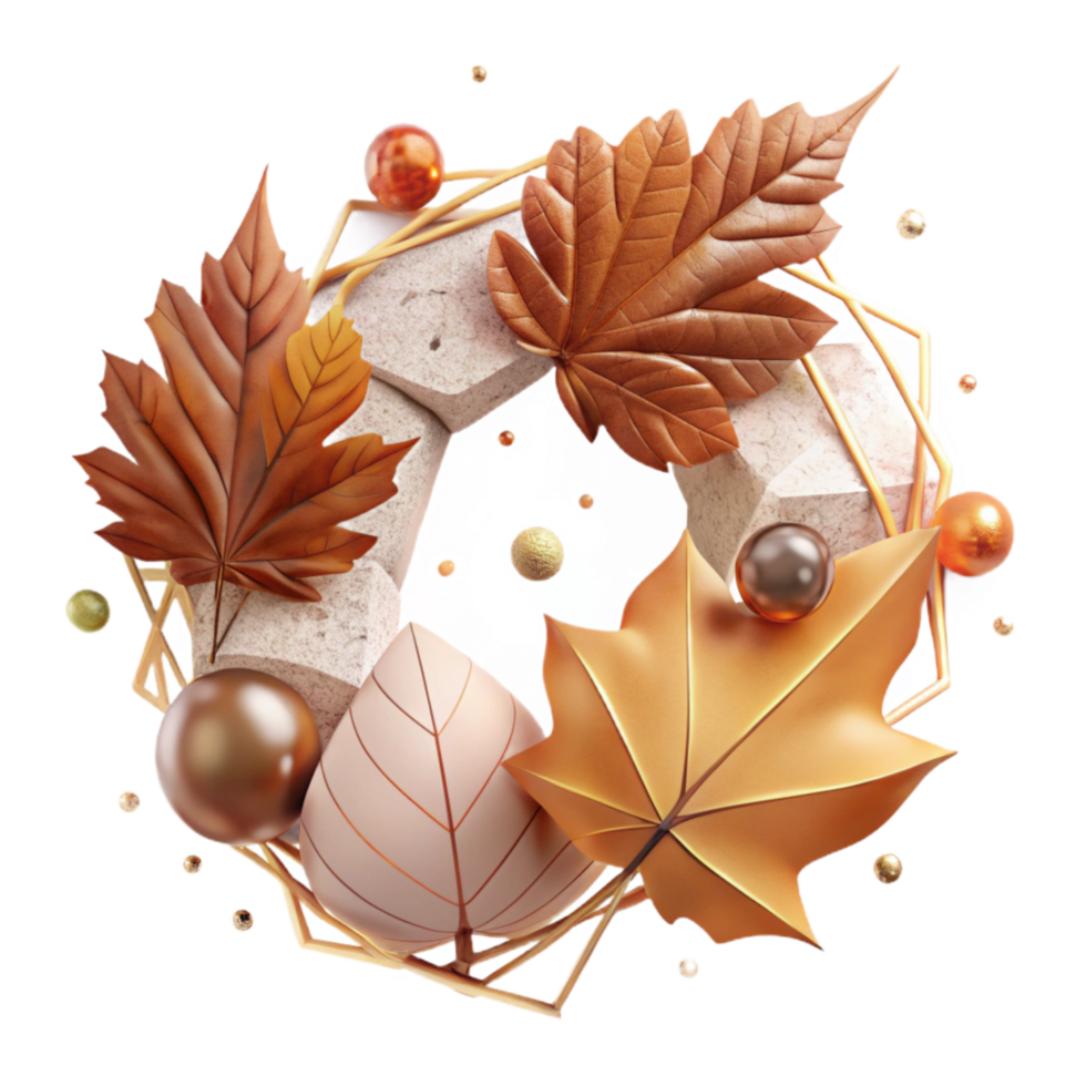 vibrant contemporary Autumn Leaves Frame Design Cutout Isolated high resolution png